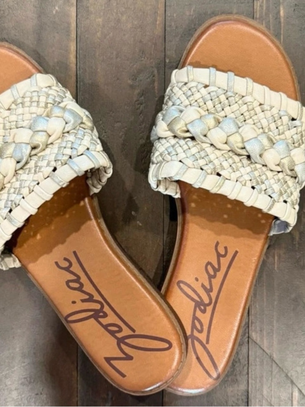 Zodiac Braided Slide Sandals in Light Beige and Tan